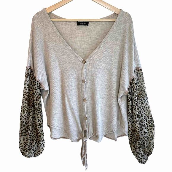 Botanique Waffle Knit Bubble Sleeve Top - Picture 1 of 10